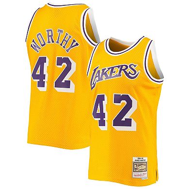 Men's Mitchell & Ness James Worthy Gold Los Angeles Lakers 1984-85 Hardwood Classics Swingman Jersey