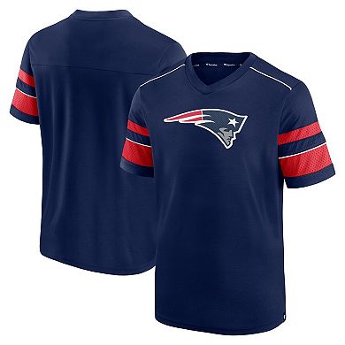 Men's Fanatics Branded Navy New England Patriots Textured Hashmark V-Neck T-Shirt