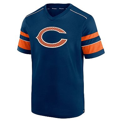 Men's Fanatics Branded Navy Chicago Bears Textured Hashmark V-Neck T-Shirt