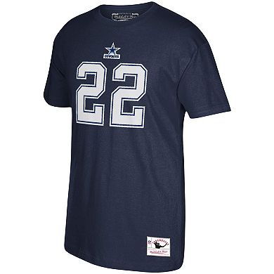 Men's Emmitt Smith Mitchell & Ness Navy Dallas Cowboys Retired Player Name & Number T-Shirt