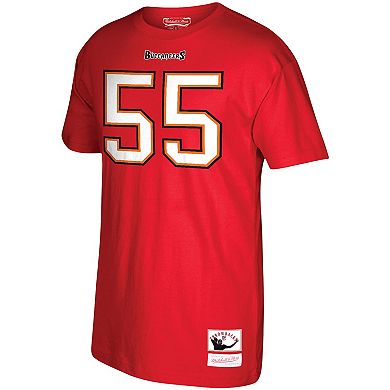Men's Mitchell & Ness Derrick Brooks Red Tampa Bay Buccaneers Retired Player Name and Number T-Shirt