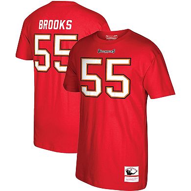 Men's Mitchell & Ness Derrick Brooks Red Tampa Bay Buccaneers Retired Player Name and Number T-Shirt