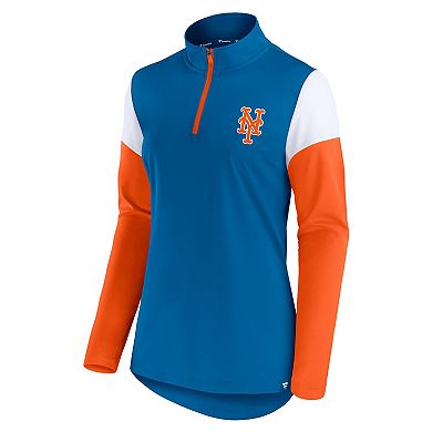 Women's Fanatics Branded Royal/Orange New York Mets Authentic Fleece Quarter-Zip Jacket