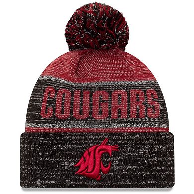 Men's New Era Crimson Washington State Cougars Team Freeze Cuffed Knit Hat with Pom