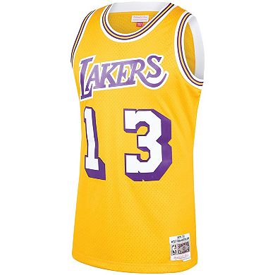 Men's Mitchell & Ness Wilt Chamberlain Gold Los Angeles Lakers 1971-72 Hardwood Classics Swingman Player Jersey