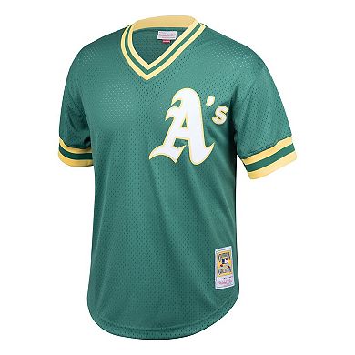 Men's Mitchell & Ness Rickey Henderson Green Oakland Athletics Cooperstown Collection Big & Tall Mesh Batting Practice Jersey