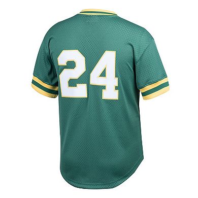 Men's Mitchell & Ness Rickey Henderson Green Oakland Athletics Cooperstown Collection Big & Tall Mesh Batting Practice Jersey