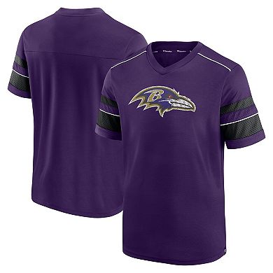 Men's Fanatics Branded Purple Baltimore Ravens Textured Hashmark V-Neck T-Shirt