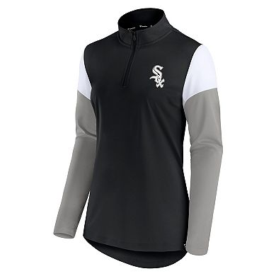 Women's Fanatics Branded Black/Gray Chicago White Sox Authentic Fleece Quarter-Zip Jacket
