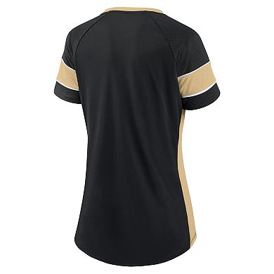 Women's Fanatics Black/Gold New Orleans Saints Team Draft Me Lace-Up Raglan T-Shirt