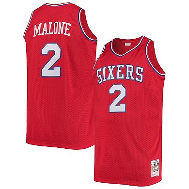 Men's Mitchell & Ness Moses Malone Red Philadelphia 76ers Big & Tall Hardwood Classics Jersey