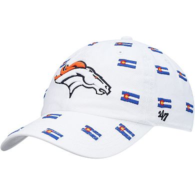 Women's '47 White Denver Broncos Confetti Clean Up Adjustable Hat