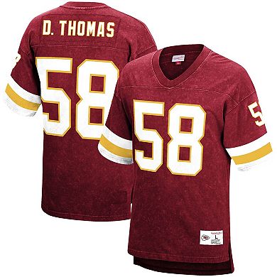 Men's Mitchell & Ness Derrick Thomas Red Kansas City Chiefs Retired Player Name & Number Acid Wash Top