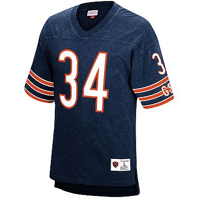 Men's Mitchell & Ness Walter Payton Navy Chicago Bears Retired Player Name & Number Acid Wash Top