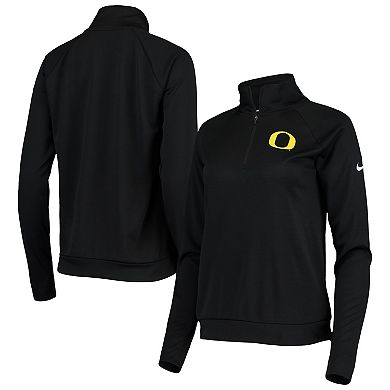 Women's Nike Black Oregon Ducks Pacer Raglan Performance Quarter-Zip Jacket