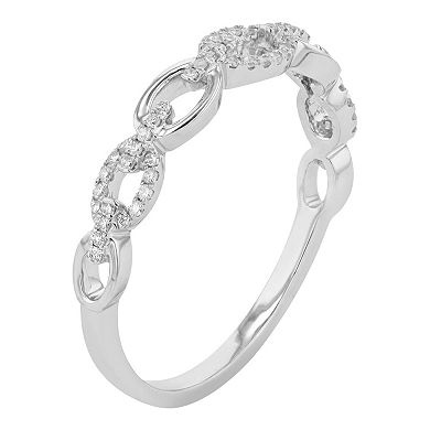 Ava Blue 14k White Gold 1/10 Carat T.W. Diamond Marquise Openwork Promise Ring