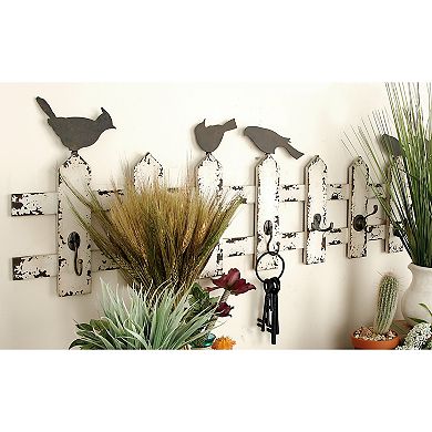 Stella & Eve Cream Wood Farmhouse Fence Wall Hook