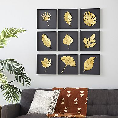 Stella & Eve Contemporary Gold Leaf Wall Decor 9-Piece Set