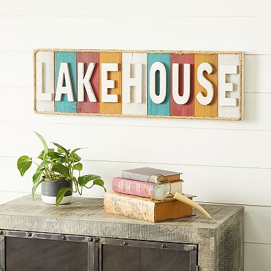 Stella & Eve White Wood "Lakehouse" Wall Decor