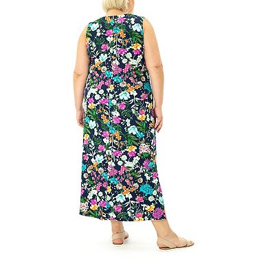 Plus Size Nina Leonard Printed Maxi Dress