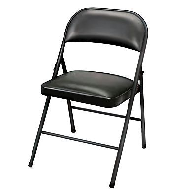 Plastic Development Group Indoor Metal Padded Vinyl Folding Chair, Black (4Pack)