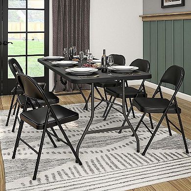 Plastic Development Group Indoor Metal Padded Vinyl Folding Chair, Black (4Pack)