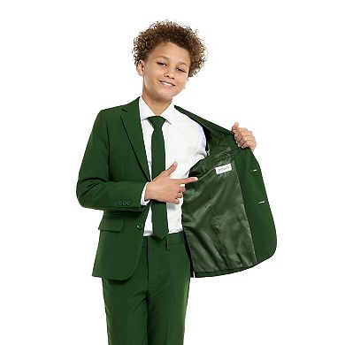 Boys 10-16 OppoSuits Glorious Green Solid Jacket, Pants & Tie Suit Set