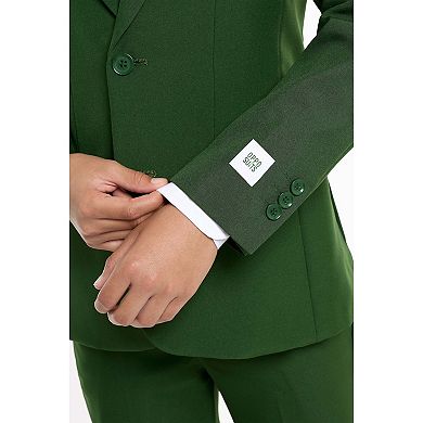 Boys 10-16 OppoSuits Glorious Green Solid Jacket, Pants & Tie Suit Set