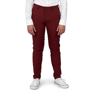 Boys 10-16 OppoSuits Blazing Burgundy Solid Jacket, Pants & Tie Suit Set