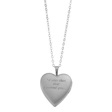 Sterling Silver "It Was Then That I Carried You..." Heart Locket Pendant Necklace