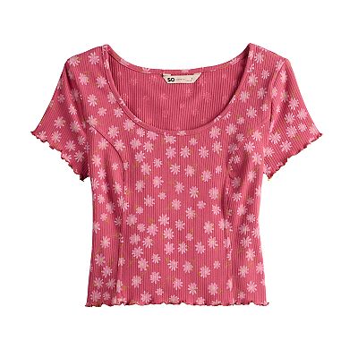 Juniors' SO?? Short Sleeve Scoopneck Babydoll Tee