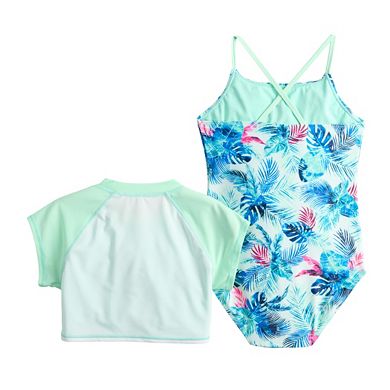 Girls 7-16 SO?? One-Piece Swimsuit & Rashguard Set