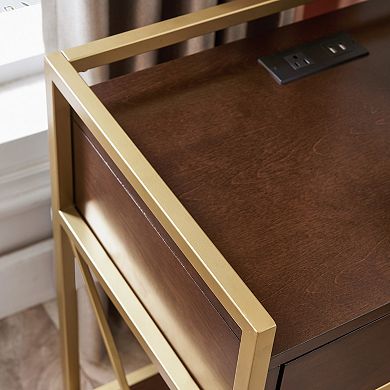 Leick Furniture Metal & Wood One-Drawer Nightstand / Side Table