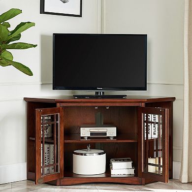 Leick Furniture Mission Corner TV Stand with Bookshelf Storage