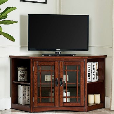 Leick Furniture Mission Corner TV Stand with Bookshelf Storage