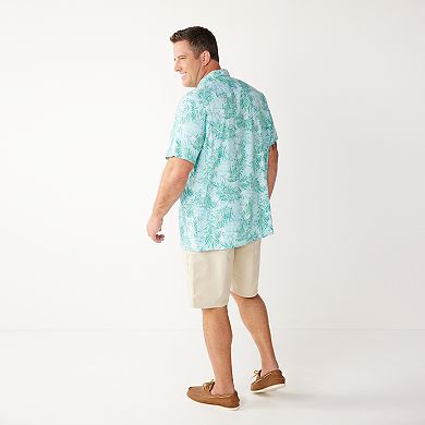 Big & Tall Croft & Barrow® Linen-Blend Vacation Woven Button-Down Shirt