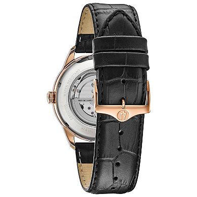 Bulova Men's Automatic Black Leather Watch - 97A140