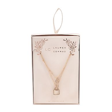 LC Lauren Conrad Lock & Key Layered Pendant Necklace