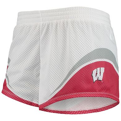 Women's Under Armour White/Red Wisconsin Badgers Mesh Shorts