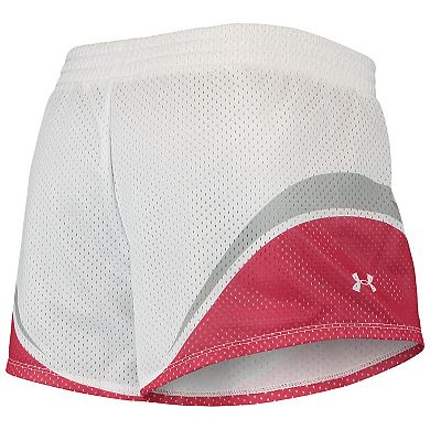 Women's Under Armour White/Red Wisconsin Badgers Mesh Shorts