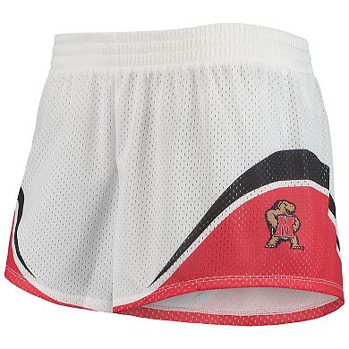 Women's Under Armour White/Red Maryland Terrapins Mesh Shorts
