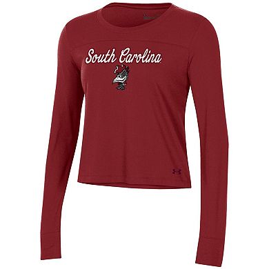 Women's Under Armour Cardinal South Carolina Gamecocks Vault Cropped Long Sleeve T-Shirt