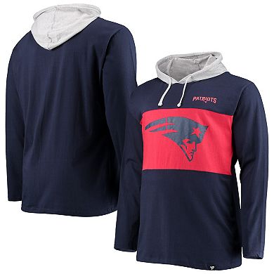 Men's Fanatics Branded Navy New England Patriots Big & Tall Logo Hoodie Long Sleeve T-Shirt