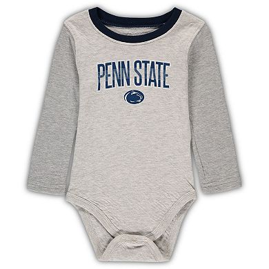 Infant Wes & Willy Heathered Gray/Navy Penn State Nittany Lions Jie Jie Long Sleeve Bodysuit & Pants Set