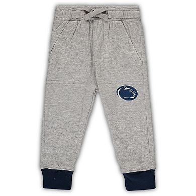 Infant Wes & Willy Heathered Gray/Navy Penn State Nittany Lions Jie Jie Long Sleeve Bodysuit & Pants Set