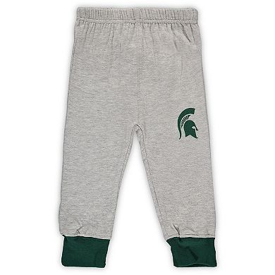 Infant Wes & Willy Heathered Gray/Green Michigan State Spartans Jie Jie Long Sleeve Bodysuit & Pants Set