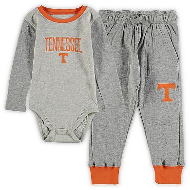 Infant Wes & Willy Heathered Gray/Tennessee Orange Tennessee Volunteers Jie Jie Long Sleeve Bodysuit & Pants Set