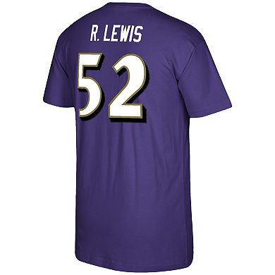 Men's Mitchell & Ness Ray Lewis Purple Baltimore Ravens Retired Player Logo Name & Number T-Shirt