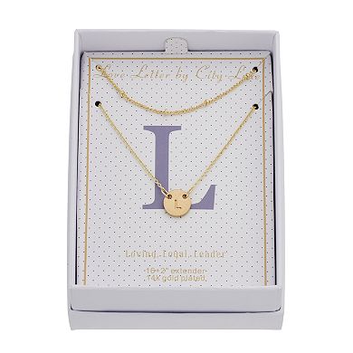 City Luxe Initial Disc & Beaded Chain Duo Necklace Set
