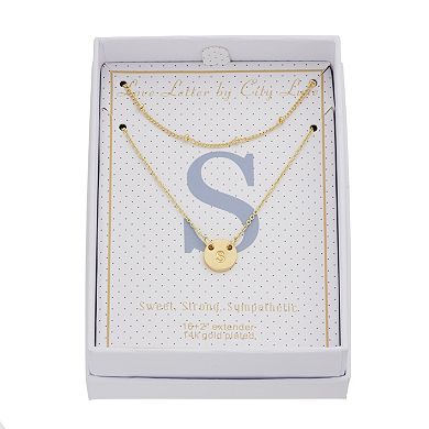 City Luxe Initial Disc & Beaded Chain Duo Necklace Set